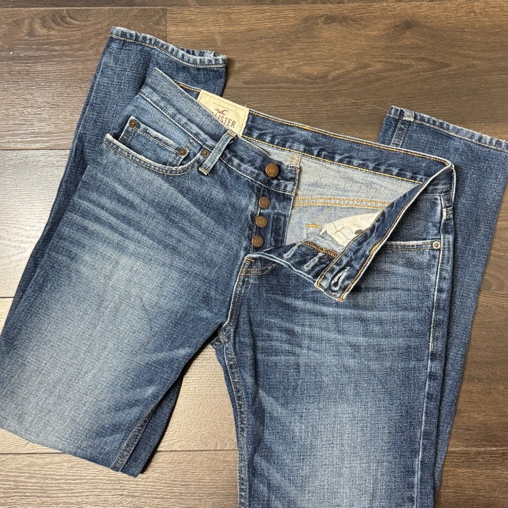 Vintage Y2K Hollister Jeans Slim Straight Distressed Button Fly Mens 31 x‎ 31